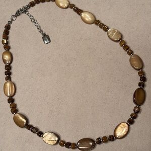 Tiger Eye Necklace silver tone clasp by Chaps